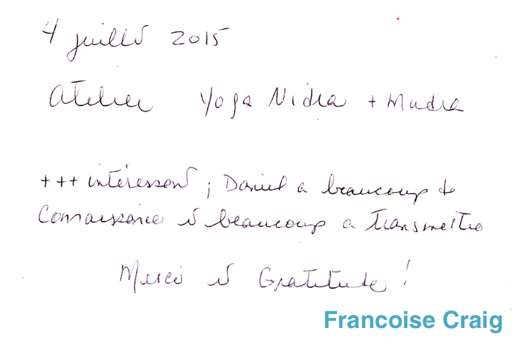 Temoignage Francoise Craig chez Rama Lotus le 4 juillet 2015 2
